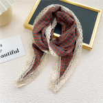 Puuvillane linasest pitsist kolmnurkne sall naistele kevadel s&uuml;gisel ja suvel V&auml;ike lilleline v&auml;ike sall peapaela kaunistus &otilde;hukese stiiliga m&auml;hitud siidist sall 36*140cm