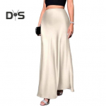 Naiste kalasaba seelik k&otilde;rge v&ouml;&ouml;kohaga &uuml;hev&auml;rviline sileda pinnaga A-l&otilde;ikeline maksiseelik t&ouml;&ouml; vaba aeg igap&auml;evane kandmine S tumepruun v&auml;rv