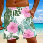 Meeste moe Hawaii mustriga elastse v&ouml;&ouml;kohaga vabaaja joogap&uuml;ksid rannap&uuml;ksid XXXXXXL roosa