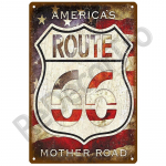 Route 66 Car Retro Dekoratiivmaja Metallist siltiplaadi plakat seinal Plekist silt Vintage plakat Decor Seinakunst Ruumi kaunistamine 20 x 30cm