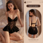 Manyan Deep V Lace Gauze Seljata seksikas pesu &ouml;&ouml;s&auml;rk One Size
