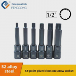 12-punktiline Star S2 &otilde;hukruvikeeraja pesa, 1/2-tolline ploomi&otilde;ieotsik Screwdriver Socket S2 1/2X55XM10 Blue