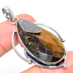 Faceted Tiger Eye Handmade 925 Sterling Silver Jewelry Pendant 2.29 n2n41