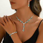 Ehtekomplekt Bankettkleit Komplekt Ketiga Kaelakee K&otilde;rvar&otilde;ngad K&auml;ev&otilde;ru Kolmeosaline Moodne Mitmek&uuml;lgne Pruudi Ehted