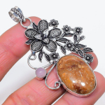 Natural Ghost Eye Jasper, Chalcedony 925 Sterling Silver Pendant 2.96 z4q54