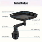 Kolm-&uuml;hes autotopsihoidja aluse telefonihoidik &ndash; kahekordne laiendatav alus, ABS-i reguleeritav p&ouml;&ouml;rlev kronstein must
