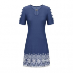 Yousheng Naiste Suvine Avatud &Otilde;lgadega Minikleit Boho L&uuml;hikeste Varrukatega &Uuml;mara Kaelusega A-l&otilde;ikeline Kleit Vabaaja Lahtine Rannakleit Kontoripeoks Puhkuseks S tumesinine v&auml;rv