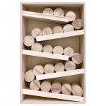 Calendrier de l'avent en bois personnalisable - ARTEMIO - Rampe et Bo&icirc;te ronde - Blanc - 45,5 x 29 x 7,8 cm
