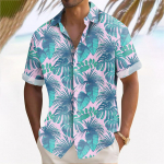 Hawaii s&auml;rk meestele, meeste vintage n&ouml;&ouml;pidega keeglis&auml;rgid l&uuml;hikeste varrukatega suvine rannas&auml;rk XL valge