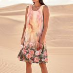 Naiste suvekleidid, vabad rannapuhkuse vabad varrukateta p&auml;ikesekleidid taskutega. XXL oranž