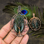 Bloodstone Handmade Copper Wire Wrap Jewelry Pendant 3.43 i7t67