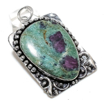 Ruby in Fuchsite Ethnic 925 Sterling Silver Jewelry Pendant 2.64 s8M78