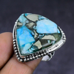Natural Turquoise Gemstone 925 Sterling Silver Jewelry Ring Size 9 k5p85