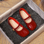 T&uuml;druk printsessi kingad kevadine mood Mary Jane kleit tants beebi laps sandaalid ballett br&auml;nd pehme tald punased korterid t&uuml;drukute kinga laste kinga 29insole18cm punane