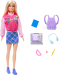 Barbie Nukk & Mood Kooli Vabaaja Komplekt Riietuskost&uuml;&uuml;m Nukumaja M&auml;ng M&auml;ngi Teesklemist Barbie Nukk Alates 3. eluaastast Roosa HRG84 pink