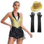 Naiste Kaasaegne Tantsukleit Esituskost&uuml;&uuml;m L&auml;ikivate Litritega Varrukateta Ladina-Jazzi Tango Salsa Tantsule Leotard Bodysuit Kleit Komplekt XXL kollane