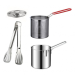 Roostevabast terasest frit&uuml;&uuml;r koos filtrikorvi ja pikendatud k&auml;epidemega, mini-frit&uuml;&uuml;r t&otilde;husaks k&uuml;psetamiseks, multifunktsionaalne &otilde;lipott praadimiseks, aurutamiseks, keetmiseks 4pcs