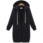 Suvised naiste tasku t&otilde;mblukuga Disain Longline Hoodie Femme vabaaja pikkade varrukatega mantel ja jakid Kombinesoonid 9XL must