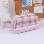 Suure mahutavusega kahekorruseline pliiatsikarp Jaapani l&otilde;uend &Otilde;pilast&uuml;druk S&uuml;dameruuduline Plaid pliiatsikarp Armas pael Kingitused t&uuml;drukutele yellow with bow