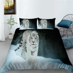 Tiger series 3D digital printing quilt cover pillowcase three-piece set polyester EU single 135*200