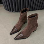 Vintage Paks Kontsaga Terava Ninaga Naiste Pahkluusaapad S&uuml;gis Talv Naiste Kingad Elegantne Slip-On Kitsas L&uuml;hike Saabas 35 pruun