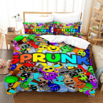 Sprunki voodipesukomplekt Incredibox 3D-prinditud muusikam&auml;ng tekikottide komplekt pehme &uuml;heinimesevoodi kaheinimesevoodi queen-size kuninglik suurus Sprunki kingitused lastele AU Queen(210x210cm)