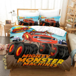 Uus Blaze Multikate Monster Masinad Voodipesukomplekt, Tekikott Voodikomplekt Tekikate Padjap&uuml;&uuml;r, Kuningas Kuninganna &Uuml;heinimese Suurus Poistele T&uuml;drukutele T&auml;iskasvanutele AU Single(140x210cm)