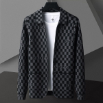 Smart Casual Inglise Elementidega Ruuduline Paneelidega Allakeeratava Kraega Uus Meeste Jakk Moodne Vabaaja Kootud Lahtine Taskutega Kardiganjakk L