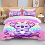 10 Suurust Multikas Koala Prindiga 3tk 1 Tekikott 2 Padjap&uuml;&uuml;ri Voodipesukomplekt Tekikomplekt Tekk Voodikomplekt Queen King Suurus Kodutekstiil EU single(135x200cm)