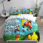Peen 3D Vinguv Elu Taustapilt M&auml;ng Anime Tr&uuml;kk Voodipesukomplekt Tekikott Tekk Voodi Noorte T&uuml;drukute Poiste Kingitus 135x200cm
