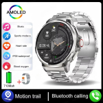 2025 Uus 1,85-tolline Ultra HD AMOLED nutikell meestele GPS Bluetooth k&otilde;ne 710 mAh aku 400+ sihverplaati Fitness Sport Fitness nutikell steel belt h&otilde;be