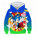 S&uuml;gis 3D Sonic the Hedgehog tr&uuml;kiga kapuutsiga dressipluusid moekad vabaaja spordi pikkade varrukatega laste poiste kapuutsiga dressipluusid 160