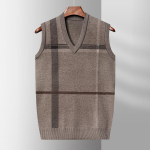 Meeste vest Vest Keskikka ja vanemaealisele isale Vest V-kaelusega Varrukateta Kootud kampsun S&uuml;gis Soe aluskiht 4XL gray
