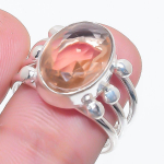 Natural Morganite Gemstone 925 Sterling Silver Jewelry Ring Size 6.5 s8v70