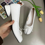 IPPEUM Tabis Kingad L&otilde;hestatud Varvastega Balletikingad Suurused 43 Naised Mary Janes Madala Kontsaga Must Nahk Ballerinas Zapatos Mujer 4 (22.5CM) valge
