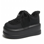 Moodsad naiste paksu tallaga lumetossud Uued talvised pealelibistatavad pl&uuml;&uuml;sist soojad puuvillased kingad Naised V&auml;ljas Libisemiskindlad Kohevad Platvorm Karusnahast Kingad 7.5CM 39 must