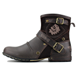 Retro Meeste Ankle Boots Luksuslikud K&auml;sit&ouml;&ouml;na Valmistatud Nahast Saapad Moodsad Mootorratturi Saapad Klassikalised L&auml;&auml;ne-Ameerika Kauboi Saapad Meestele K&otilde;rge S&auml;&auml;rega Saapad 45 kohv