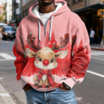 Meeste Mood Trendikas Poollukuga Kapuutsiga Pullover Paksust Fliisist Tekstuuriga Kapuutsiga Dressipluus XL arbuusipunane v&auml;rv