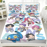 K-Pop D-Demon Hunters Pinguldatud Linalakate kodukaunistuseks, Kohandatav DIY Voodikate S&uuml;gava taskuga koos 2 padjap&uuml;&uuml;ri 100x200x25cm 3pcs
