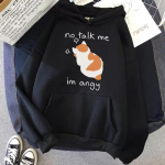 No Talk Me Cute Angry Cat Print naiste kapuutsiga hip-hop pehme kampsun vabaaja fliisist dressipluus Oversize fliisist naiste t&auml;navar&otilde;ivad 3XL