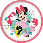 Plat Cuisines Tataway Assiette Plate en Plastique Blanche et Rose Disney Minnie Mouse pour Filles avec Base Antid&eacute;rapante