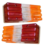 2&times; Tagumised kombineeritud tagatuled piduri-, suunatulede ja parktuledega 24V, &uuml;hildub Mitsubishi / Fuso Canter veoautoga ja on universaalselt kasutatav merevaigukollane/punane