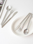 kamomekitchen [1+1] Plisseeritud t&auml;ielikult roostevabast terasest s&ouml;&ouml;giriistade komplekt, 6 tk (Lusikas, kahvel, nuga) Glossy