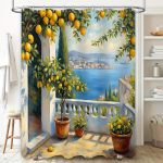 Elegantne Sidrunipuu Du&scaron;ikardin Vannituppa - Vahemere Maastiku Kunstiline Maal Potitaimede ja Merevaatega 90X180cm(35x70in)