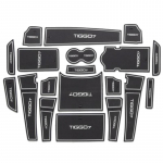 Chery Tiggo 7 Pro autotarvikud siseukse pilupadja kauss v&auml;rava soone matt libisemisvastane k&auml;etugede panipaik must valge v&auml;rv