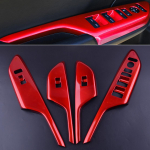 beler Red Car Door Window Lift Switch Button Cover Panel Trim Bezel Fit For Honda Civic LHD 2016 2017