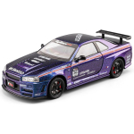 1/24 Nissan Skyline Ares GTR GT-R R34 Sulamist Sportauto Mudel Valatud Metallist Rajav&otilde;istlusauto S&otilde;iduki Mudel Heli ja Valgusega Laste M&auml;nguasi Kingitus lilla