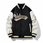 Meeste kevadjakk seemisnahast tikitud baseball-jakk vabaaja Harajuku jope 5XL must