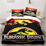 Jurassic Park voodipesukomplekt 3D-tr&uuml;kiga Sobib magamistuppa Tekikottkomplekt padjap&uuml;&uuml;ridega Laste kodutekstiil AU Single(140*210cm)3pcs