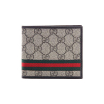 Gucci Vintage Logo Stripe Web L&uuml;hike kokkupandav l&otilde;uendi ja nahast rahakott Meeste rahakotid Eebenipruun 138086-KGD8R-9791 Basic Set (Bag+Dust Bag)
